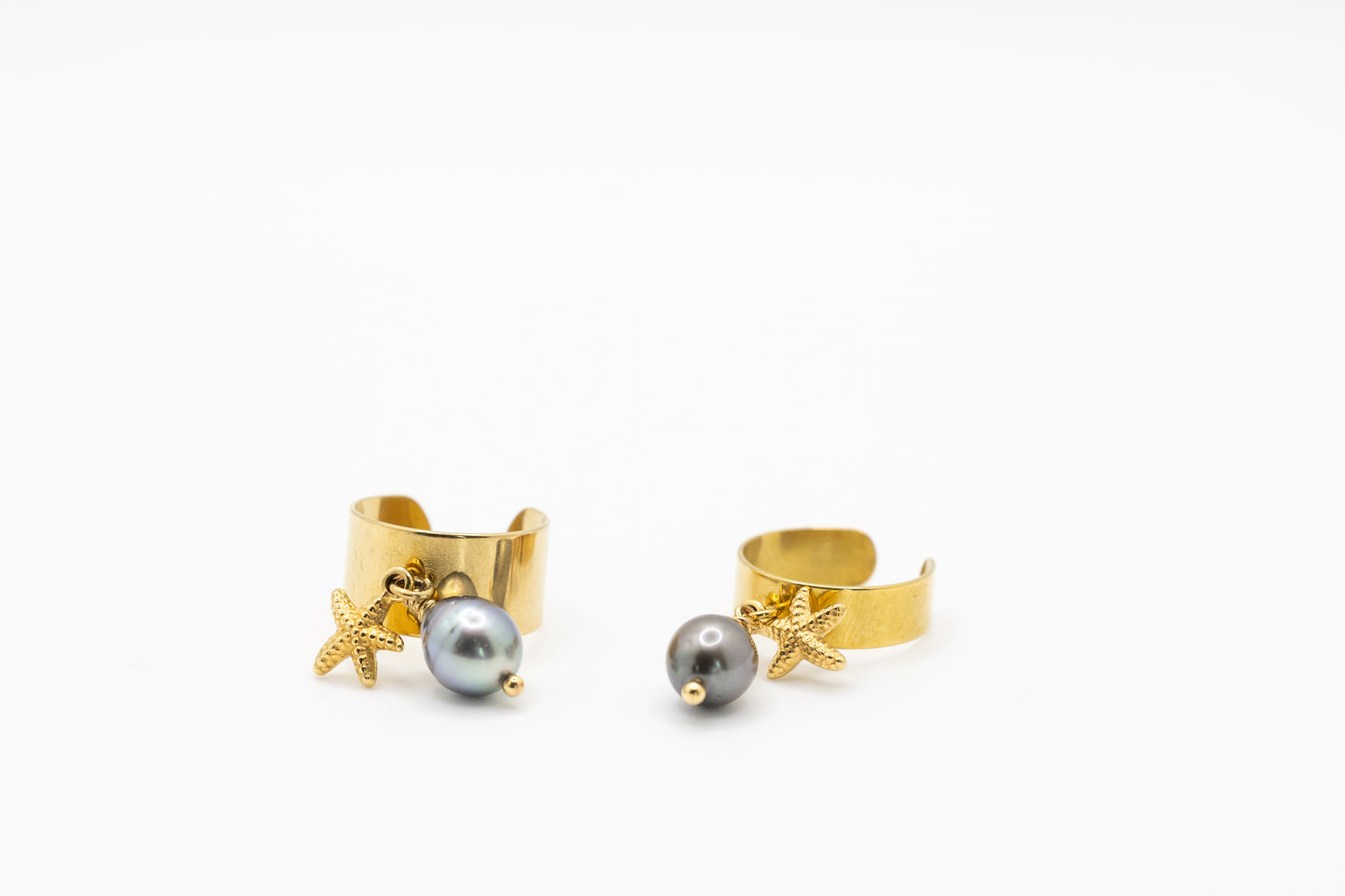 Bague Mamatai en coquillage polynésien et acier inoxydable - création Takumoe Bijoux